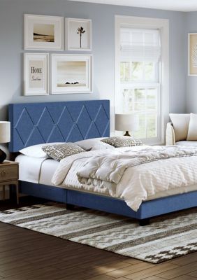 Boyd Sleep Diamond Fully Upholstered Platform Bed Frame, 4 Wood Support Slats, Requires Box Spring