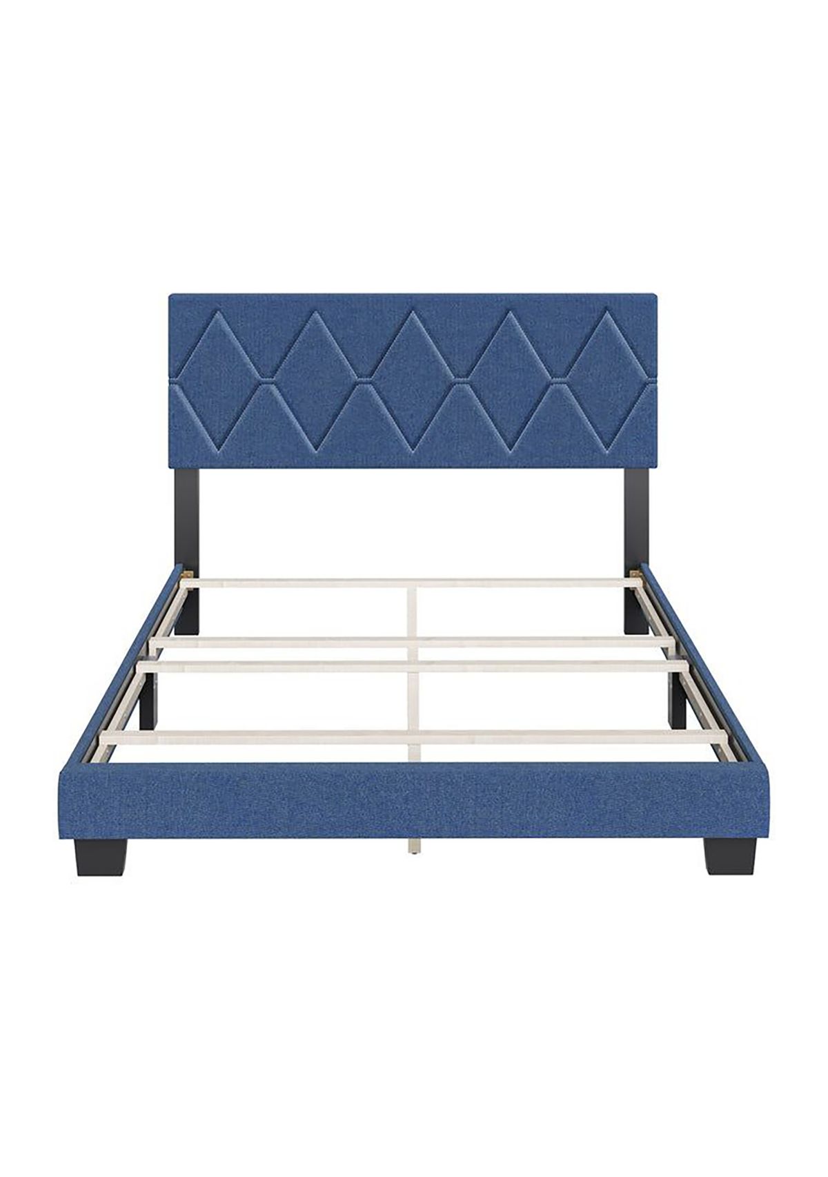 Boyd Sleep Diamond Fully Upholstered Platform Bed Frame, 4 Wood Support Slats, Requires Box Spring