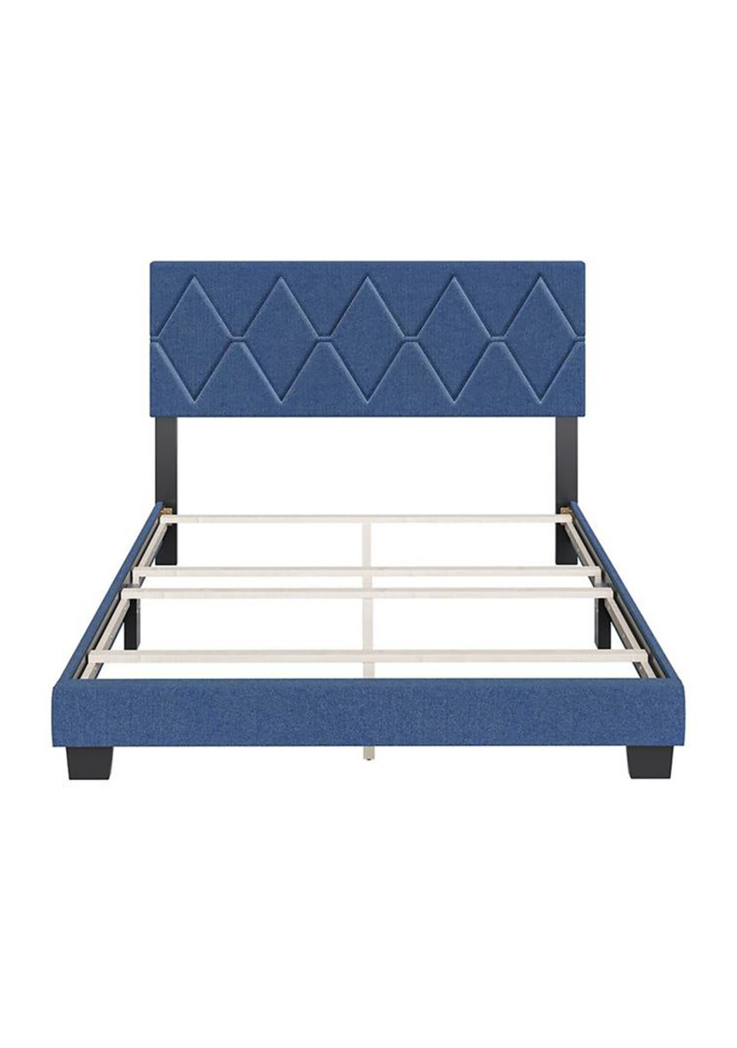Boyd Sleep Diamond Fully Upholstered Platform Bed Frame, 4 Wood Support Slats, Requires Box Spring