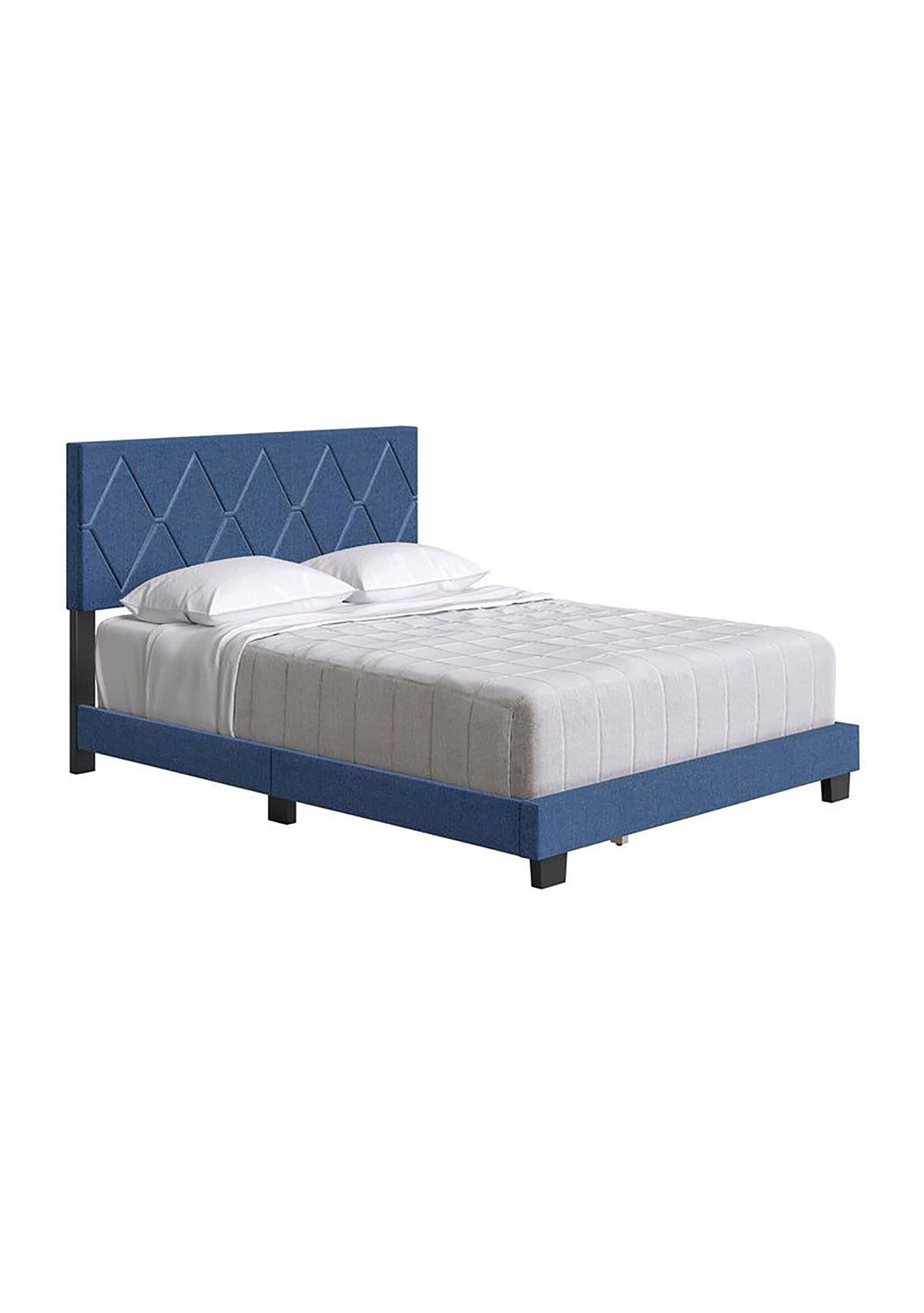 Boyd Sleep Diamond Fully Upholstered Platform Bed Frame, 4 Wood Support Slats, Requires Box Spring