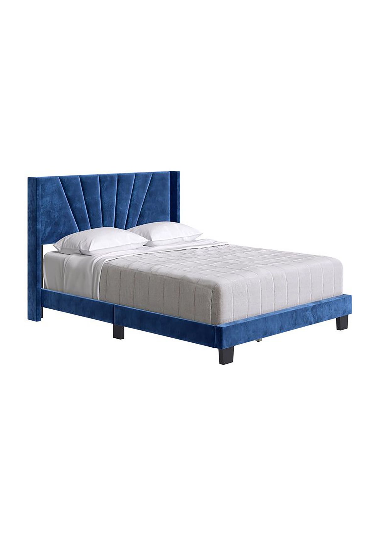 Boyd Sleep Valencia Winged Tifted Upholstered Platform Bed with Headboard, Strong Wood 4-Slat Supports, Requires Box Spring