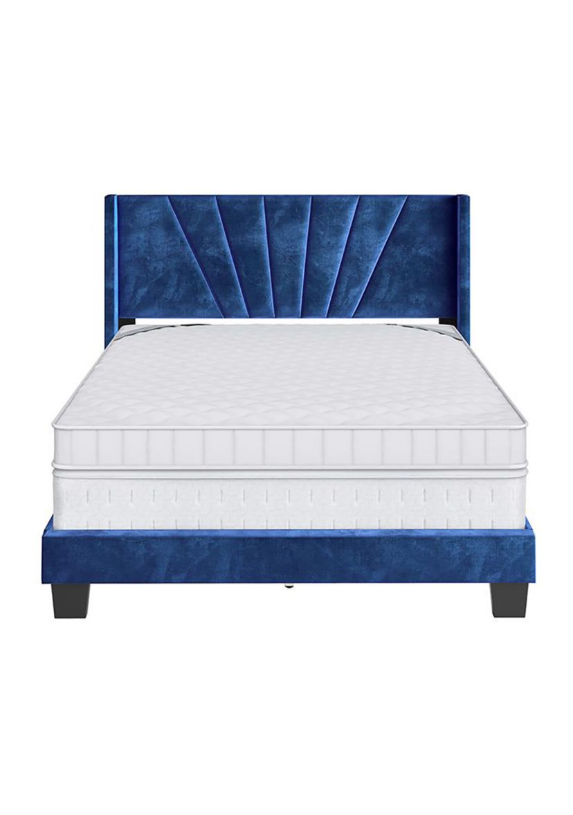 Boyd Sleep Valencia Winged Tifted Upholstered Platform Bed with Headboard, Strong Wood 4-Slat Supports, Requires Box Spring