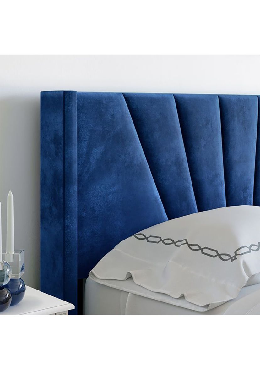 Boyd Sleep Valencia Winged Tifted Upholstered Platform Bed with Headboard, Strong Wood 4-Slat Supports, Requires Box Spring