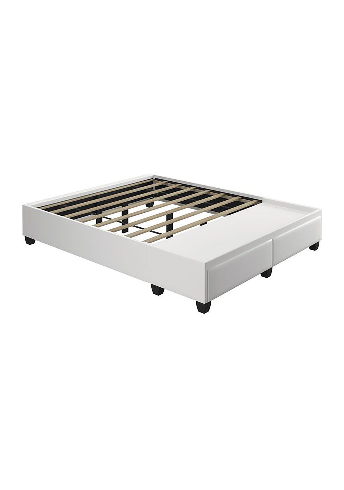 Boyd Sleep Parma Upholstered Platform Bed Frame Mattress Foundation with Dual Front Storage Drawers and Strong Wood Slat Supports: Faux Leather