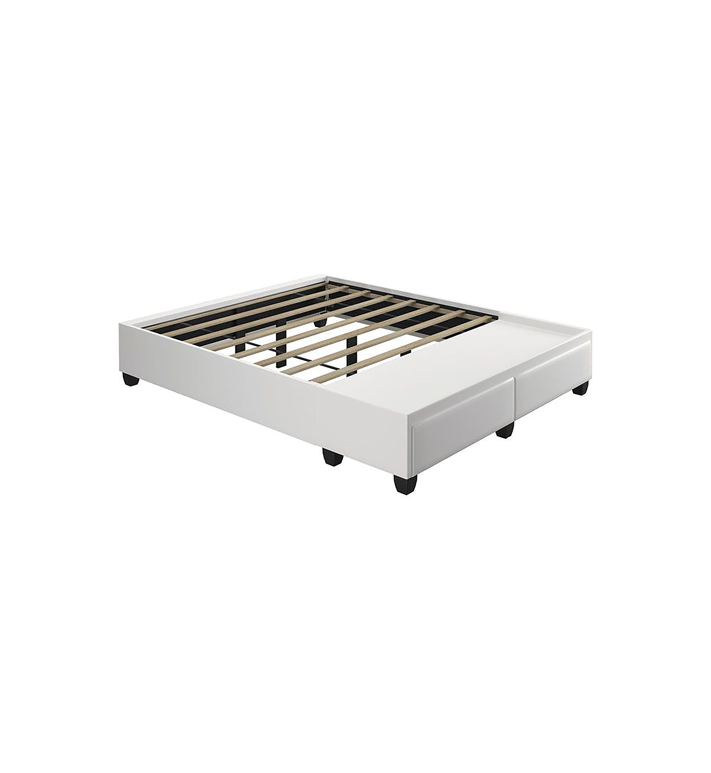 Boyd Sleep Parma Upholstered Platform Bed Frame Mattress Foundation with Dual Front Storage Drawers and Strong Wood Slat Supports: Faux Leather