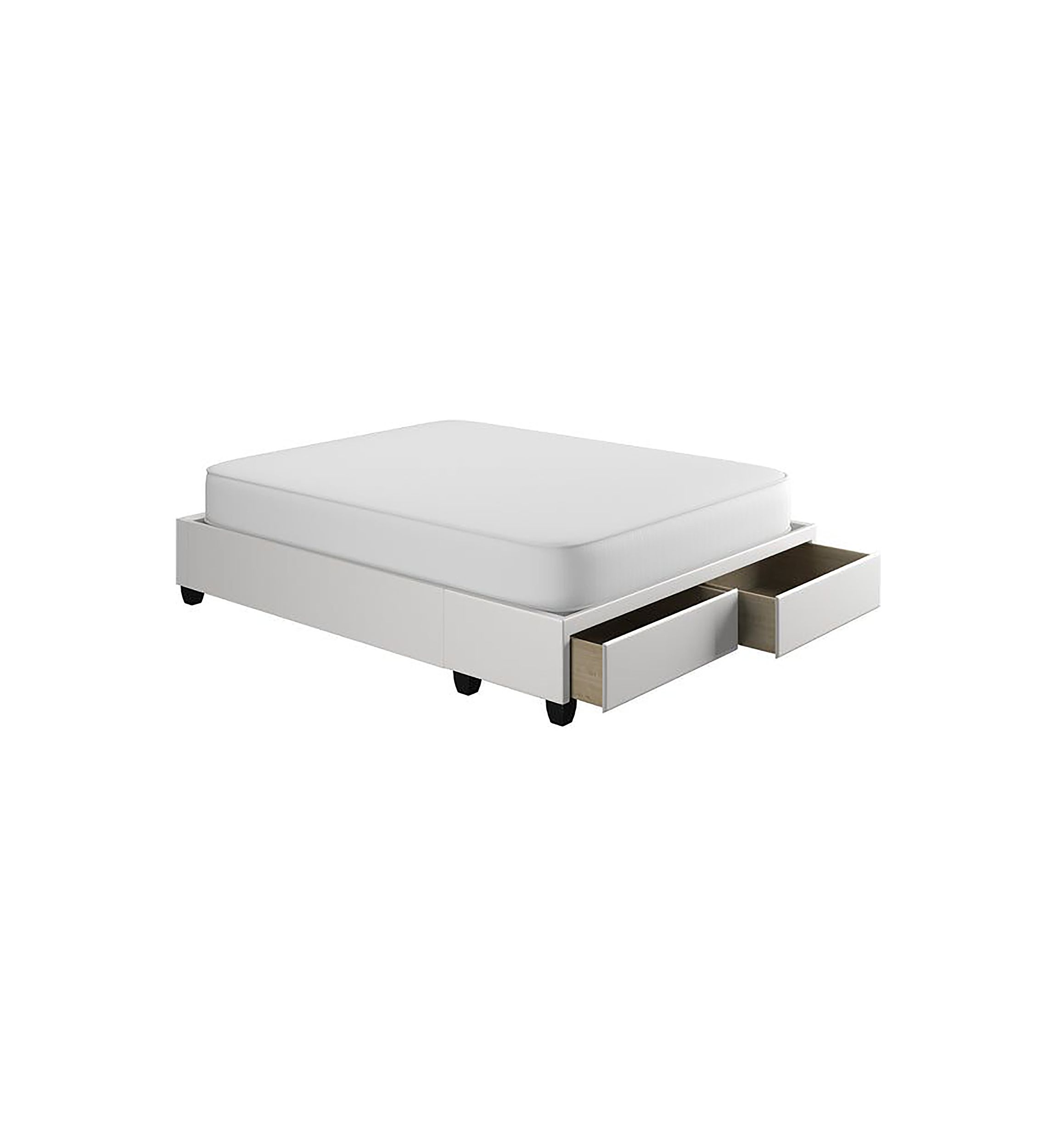 Boyd Sleep Parma Upholstered Platform Bed Frame Mattress Foundation with Dual Front Storage Drawers and Strong Wood Slat Supports: Faux Leather