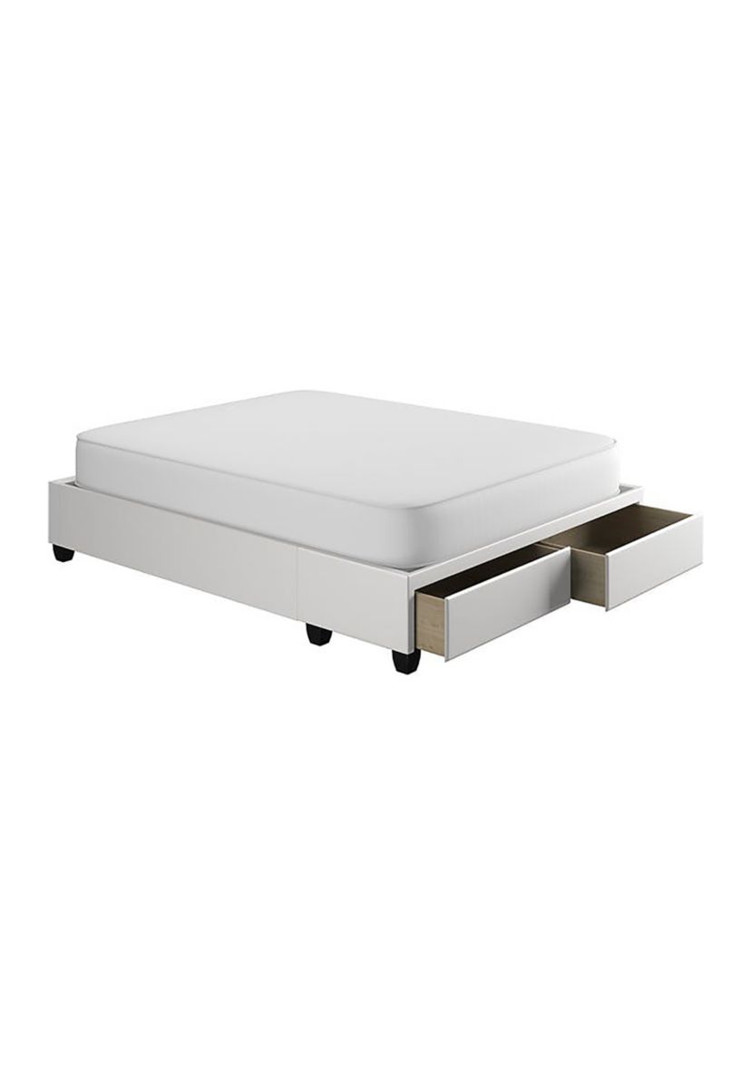 Boyd Sleep Parma Upholstered Platform Bed Frame Mattress Foundation with Dual Front Storage Drawers and Strong Wood Slat Supports: Faux Leather