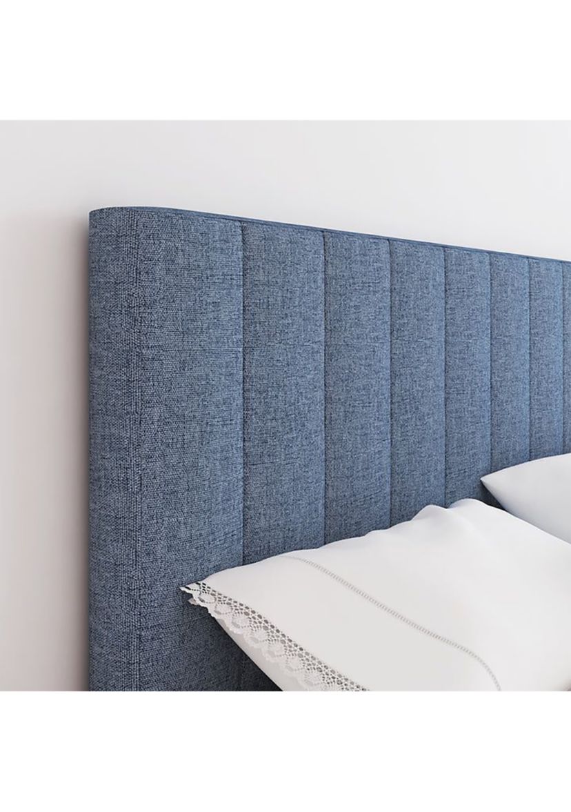 Boyd Sleep Leah Upholstered Vertical Tufted Platform Bed Frame Mattress Foundation with Headboard and Strong Wood Slat Supports: Linen