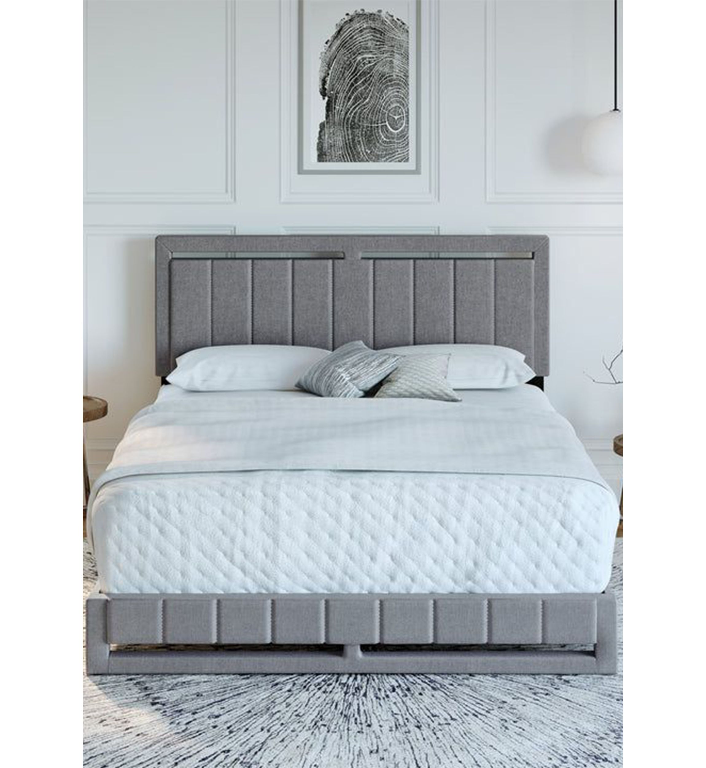 Boyd Sleep Senata Upholstered Platform Bed with Headboard, Mattress Foundation with Strong 14 Wood Slat Supports, No Box Spring Required