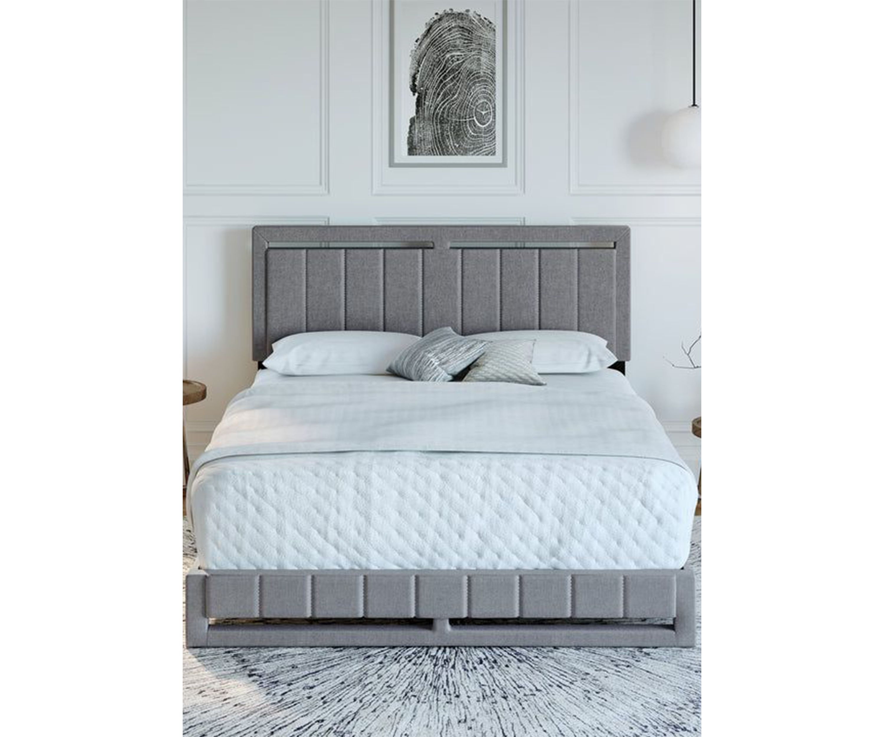 Boyd Sleep Senata Upholstered Platform Bed with Headboard, Mattress Foundation with Strong 14 Wood Slat Supports, No Box Spring Required