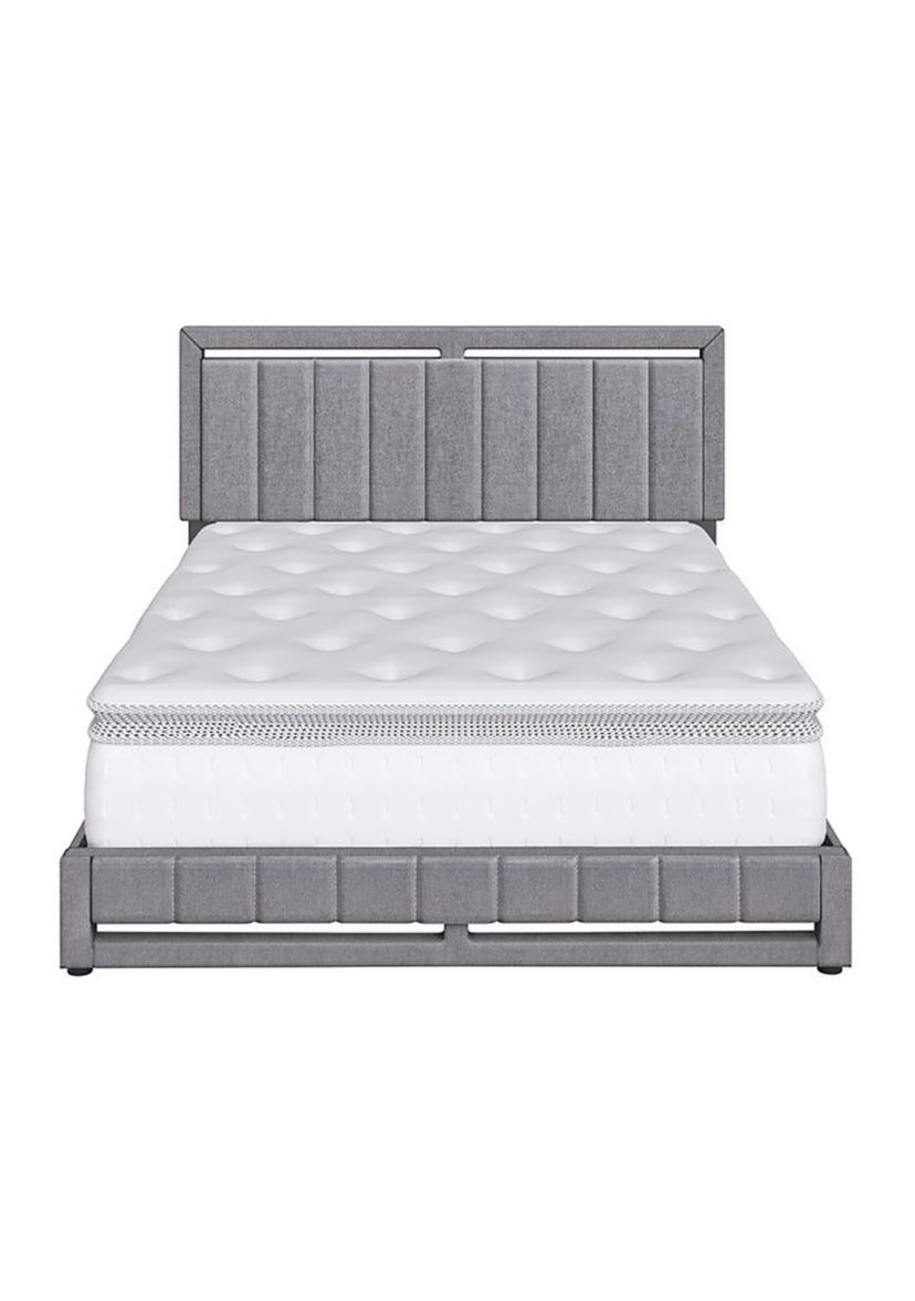 Boyd Sleep Senata Upholstered Platform Bed with Headboard, Mattress Foundation with Strong 14 Wood Slat Supports, No Box Spring Required