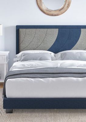 Boyd Sleep Sail Away Upholstered Platform Bed with Headboard, Mattress Foundation with Strong 14 Wood Slat Supports, No Box Spring Required