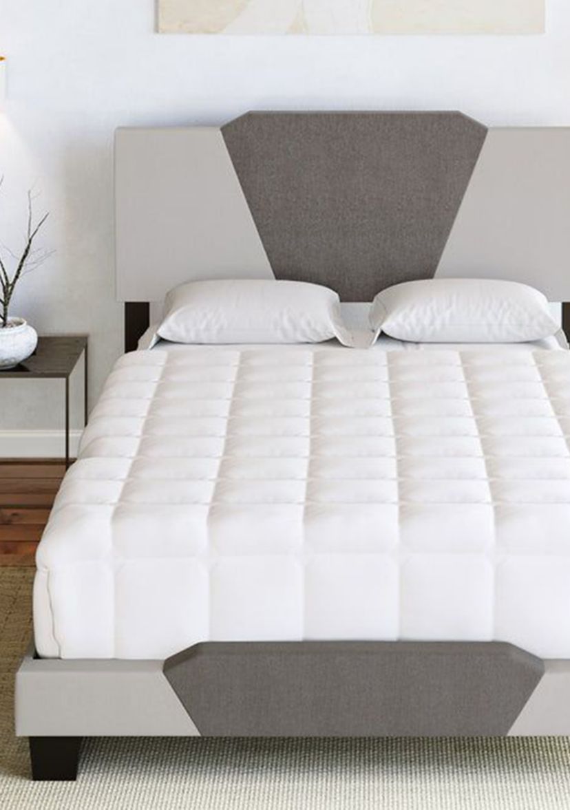 Boyd Sleep Tuscany Upholstered Platform Bed Frame Mattress Foundation with Headboard and Strong Wood Slat Supports