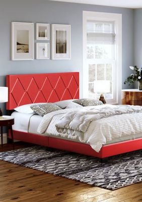 Boyd Sleep Charlat Fully Upholstered Platform Bed Frame, 4 Wood Support Slats, Requires Box Spring, Red