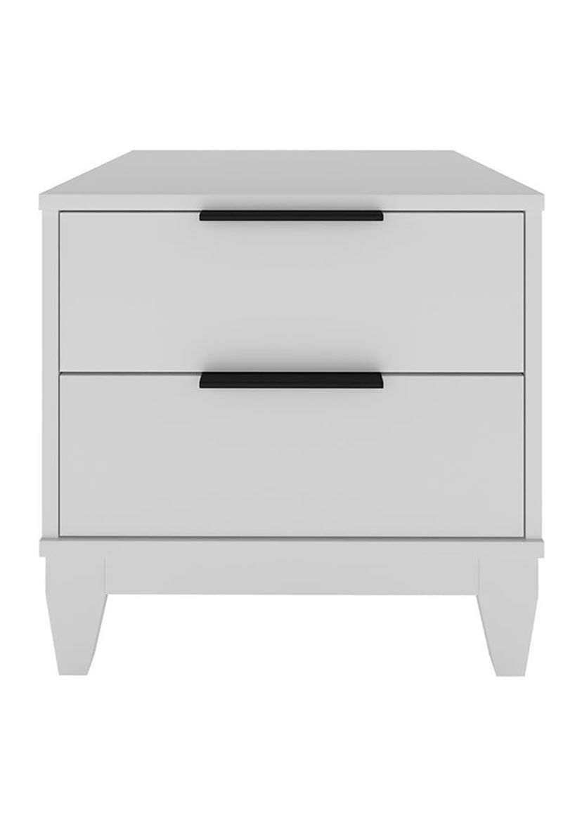 Boyd Sleep Bedroom Nightstand Bedside Table: Mackay Two Drawer Storage with Leg Base