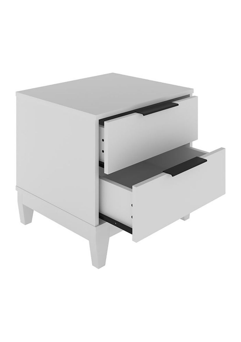 Boyd Sleep Bedroom Nightstand Bedside Table: Mackay Two Drawer Storage with Leg Base