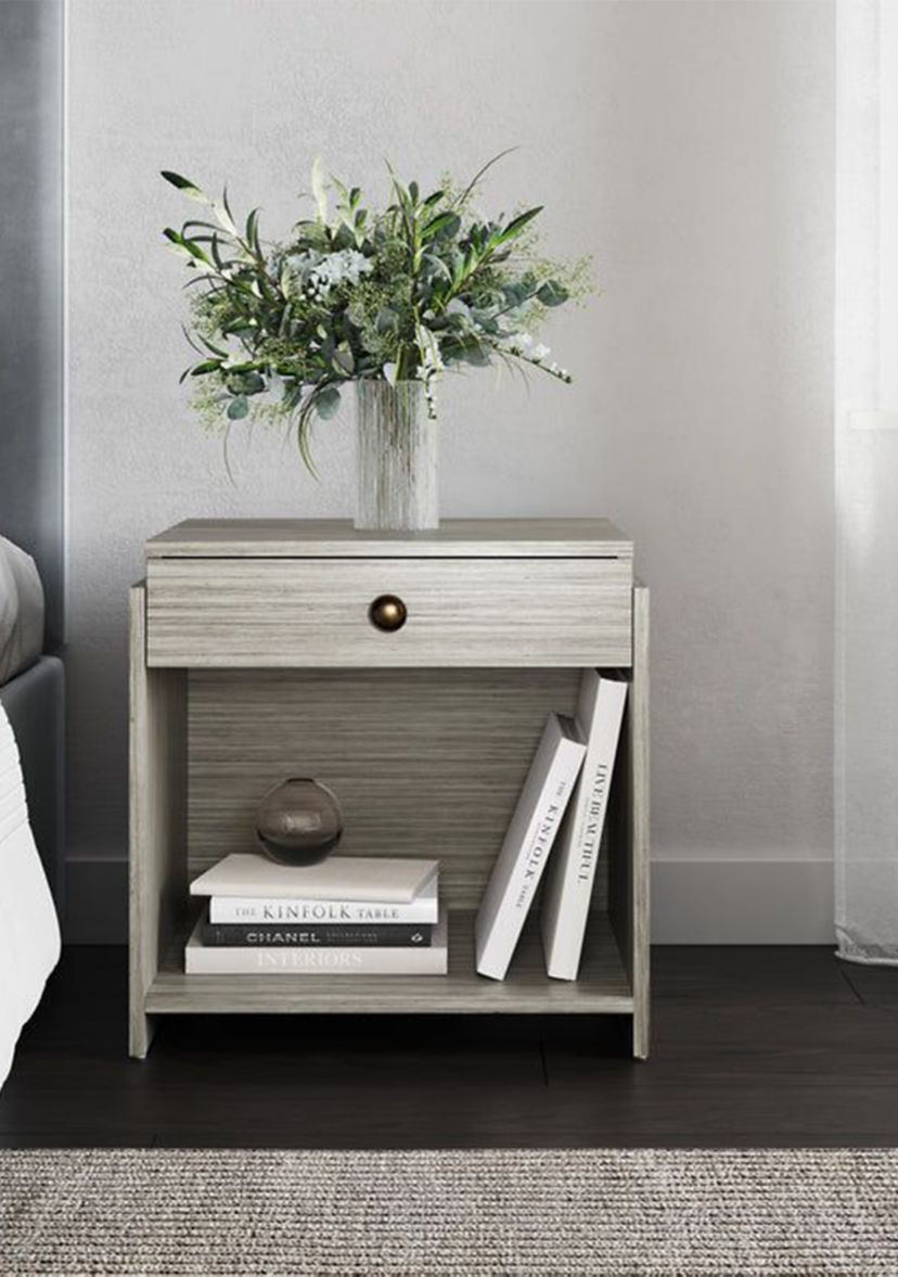 Boyd Sleep Bedroom Nightstand Bedside Table: Sydney Single Drawer Storage with Open Shelving
