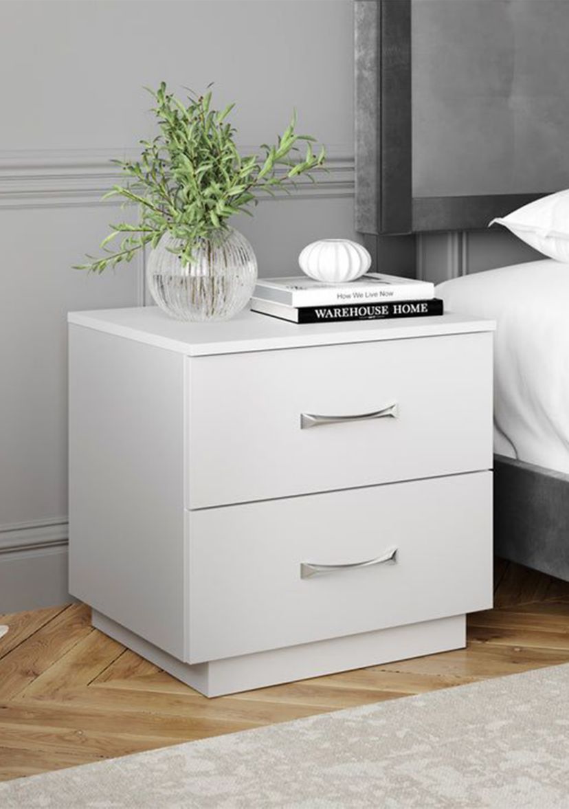 Boyd Sleep Bedroom Nightstand Bedside Table: Hamilton Two Drawer Storage with Pedestal Base