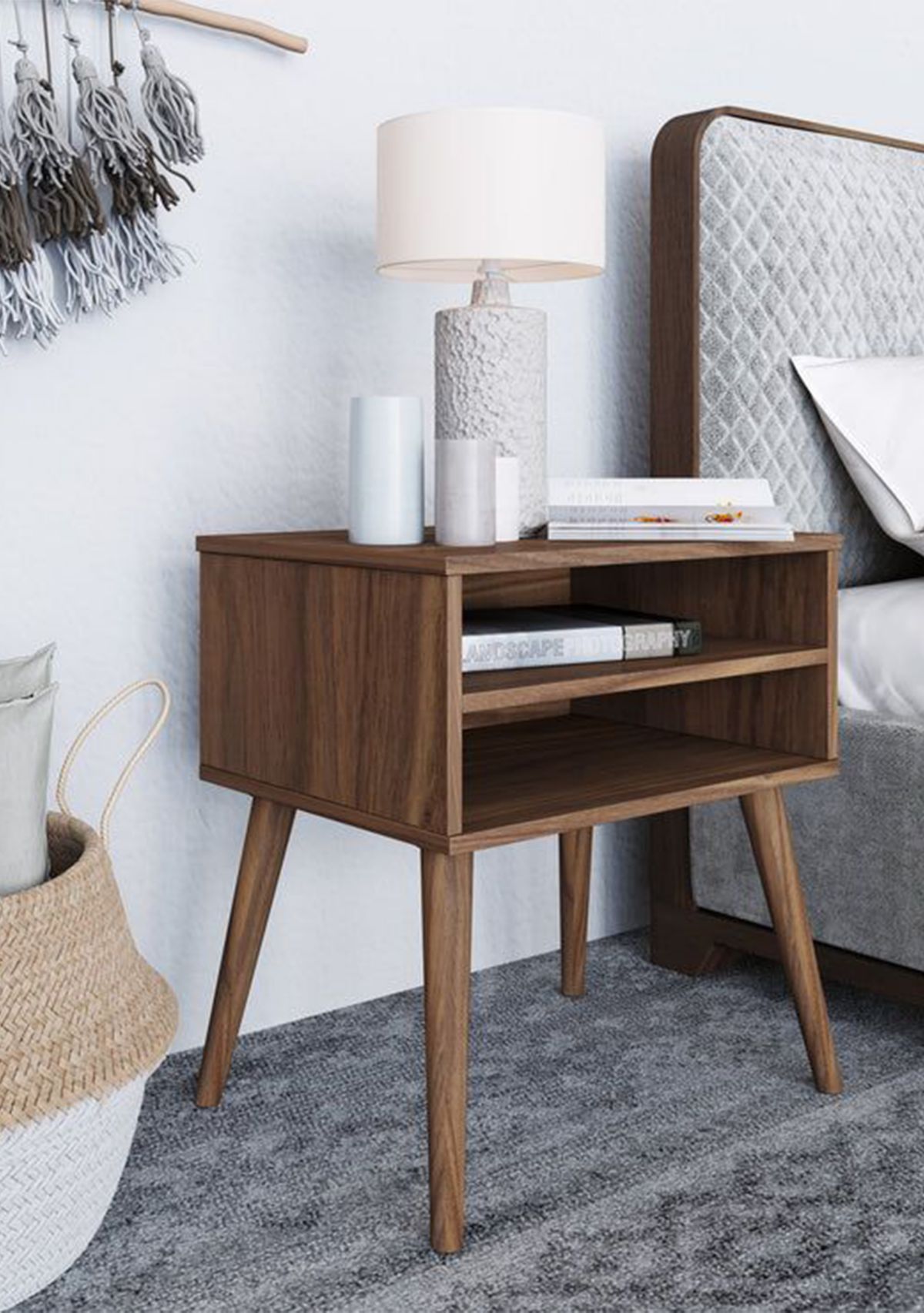 Ragusa Mid-Century Modern Two Shelf Nightstand by Boyd Sleep
