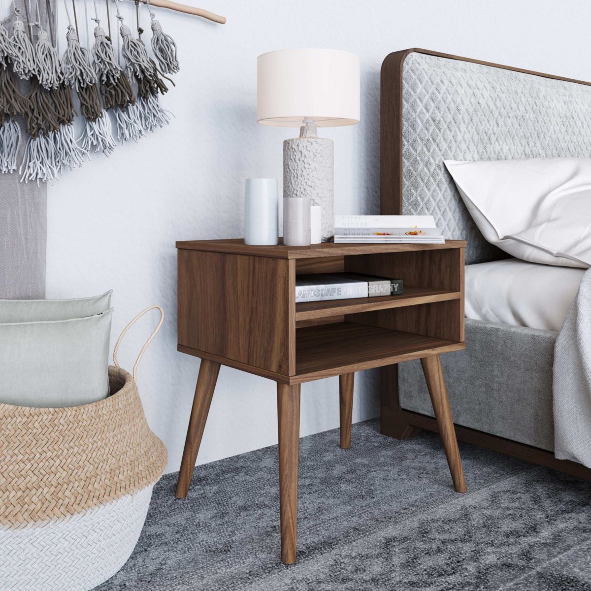 Ragusa Mid-Century Modern Two Shelf Nightstand by Boyd Sleep