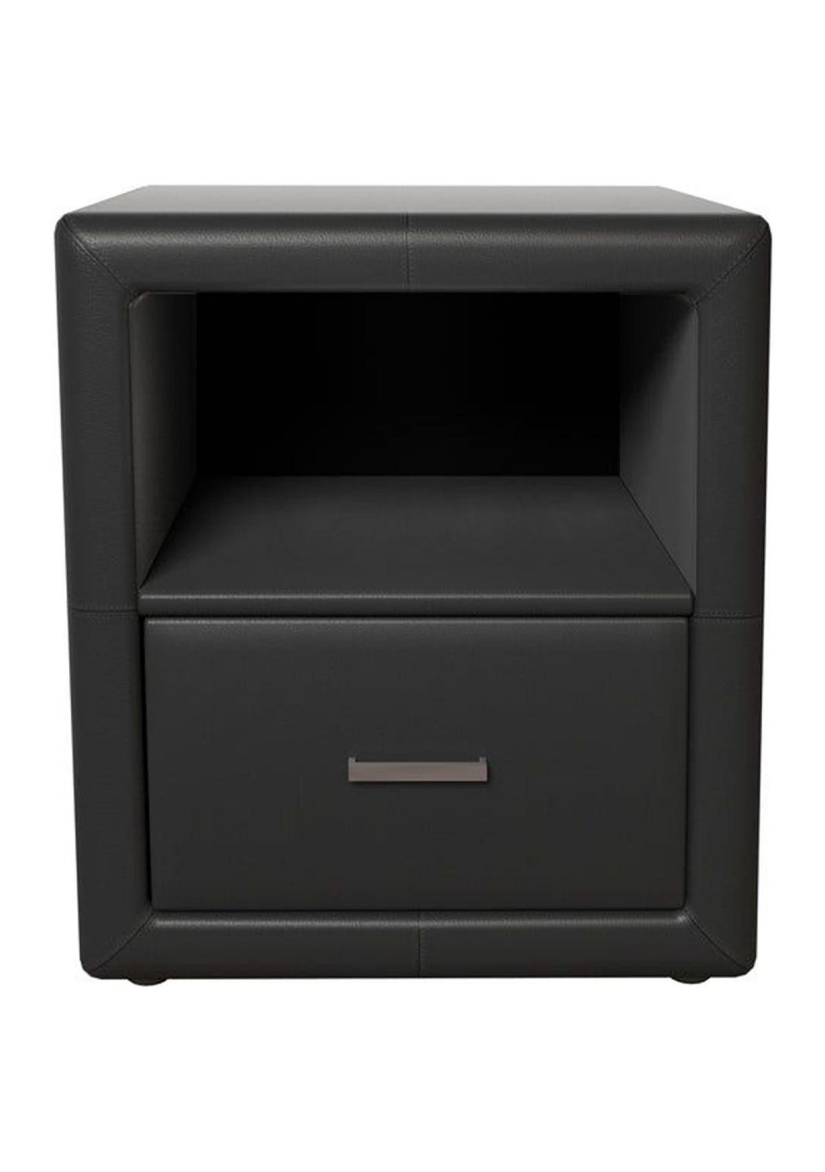 Boyd Sleep Lombardi Modern One Drawer Upholstered Nightstand with Shelf: Fully Assembled, Faux Leather,