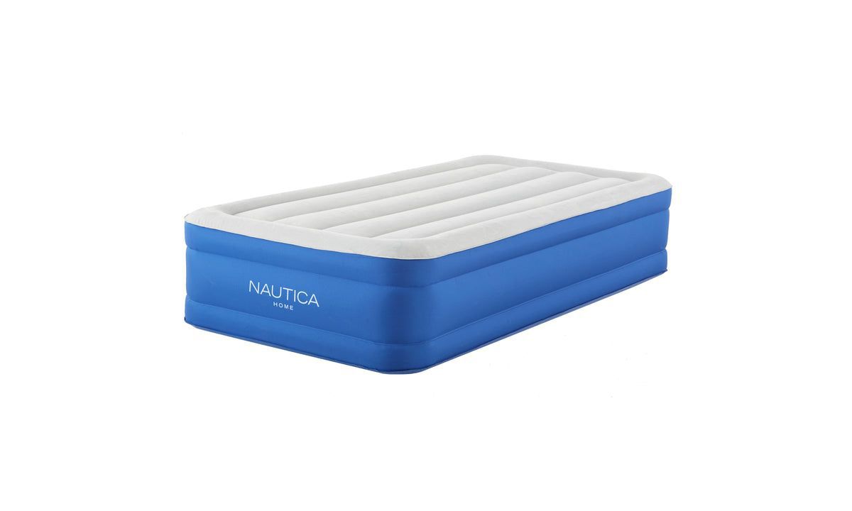 Nautica Home Plushaire Air Mattress with Pillow Top - Built-in Pump, Vertical Beams Construction, DuraTex Puncture-Resistant Vinyl, Anti-Leak System, Supports 700 lbs, Queen Size