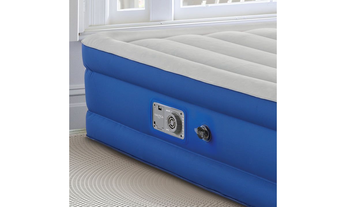 Nautica Home Plushaire Air Mattress with Pillow Top - Built-in Pump, Vertical Beams Construction, DuraTex Puncture-Resistant Vinyl, Anti-Leak System, Supports 700 lbs, Queen Size