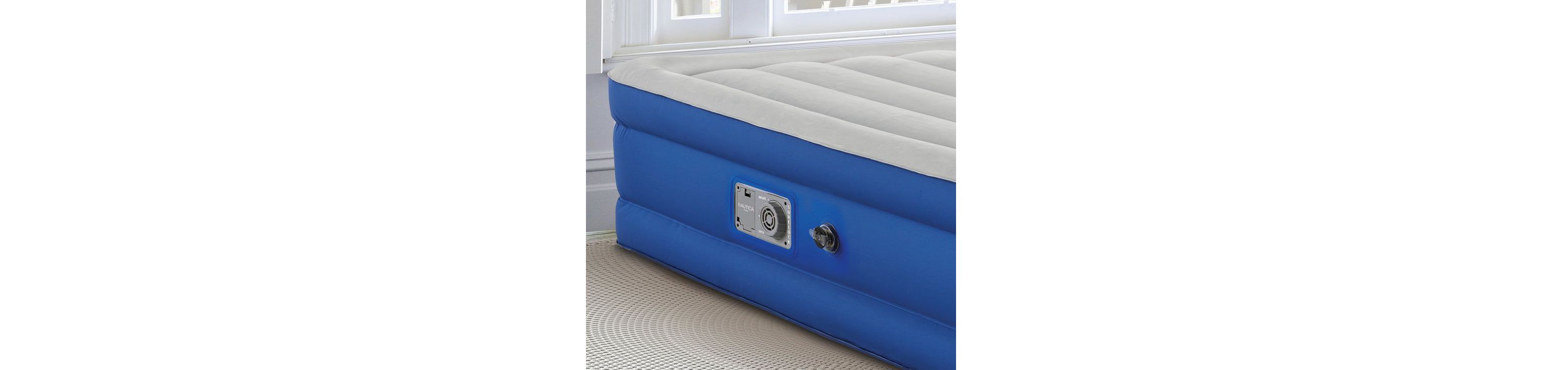 Nautica Home Plushaire Air Mattress with Pillow Top - Built-in Pump, Vertical Beams Construction, DuraTex Puncture-Resistant Vinyl, Anti-Leak System, Supports 700 lbs