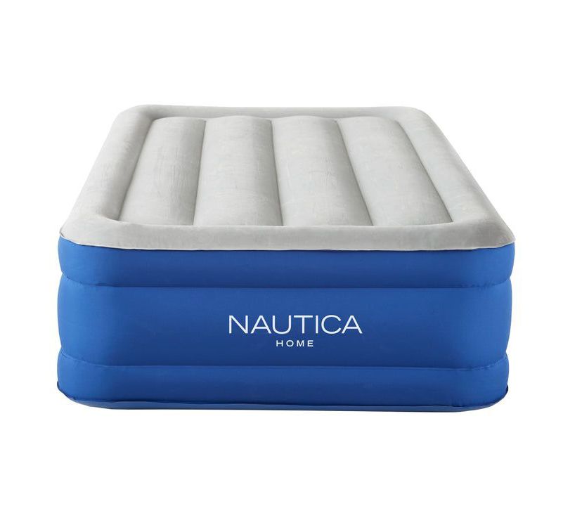 Nautica Home Plushaire Air Mattress with Pillow Top - Built-in Pump, Vertical Beams Construction, DuraTex Puncture-Resistant Vinyl, Anti-Leak System, Supports 700 lbs