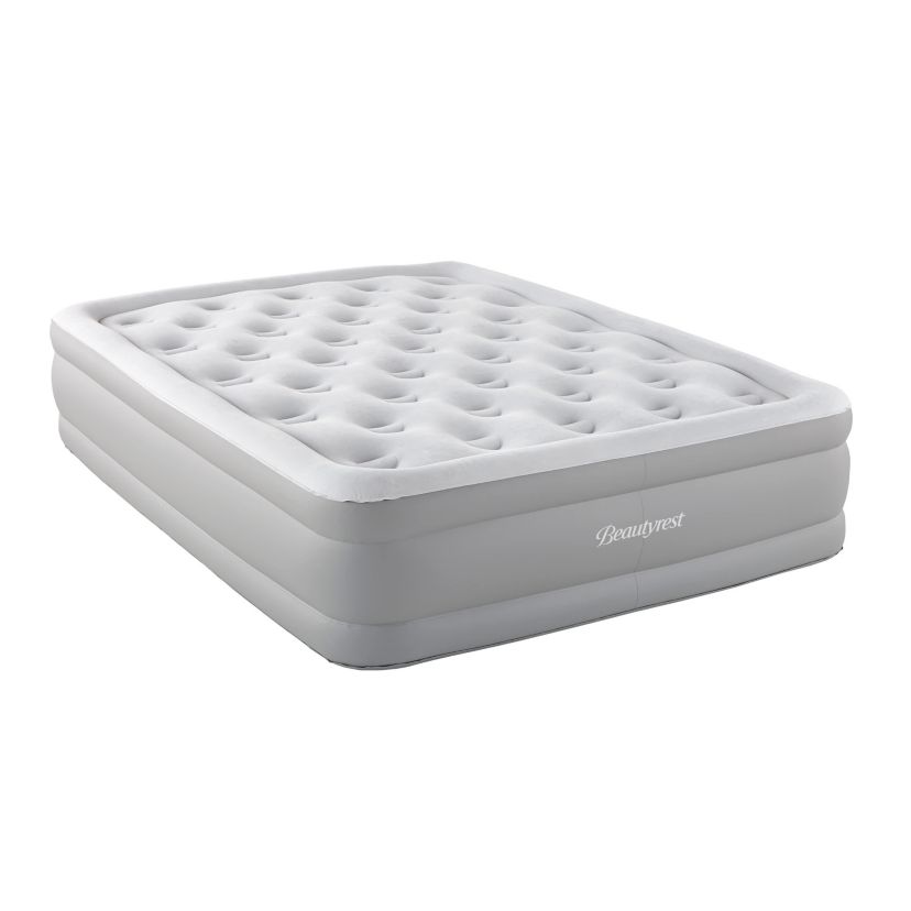 Beautyrest Skyrise Air Mattress with Coil Beam Construction, Edge Support with External Pump and Puncture Resistant Vinyl