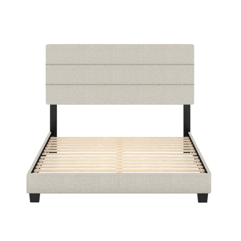 Boyd Sleep Sicily Upholstered Platform Bed with Headboard, Mattress Foundation with Strong 13 Wood Slat Supports, No Box Spring Required