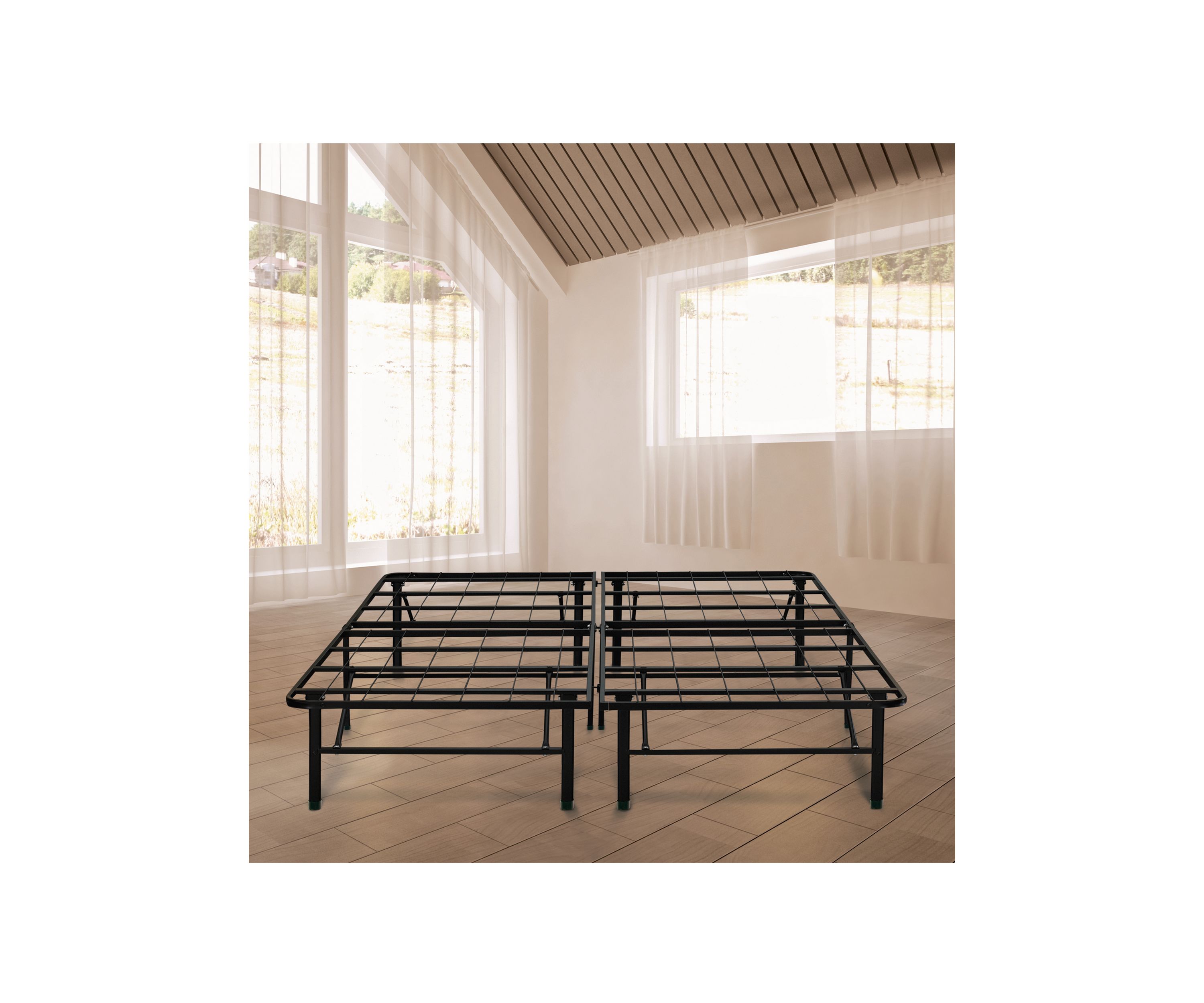 Euro Wood Slat Adjustable Lumbar Support Platform Bed Frame