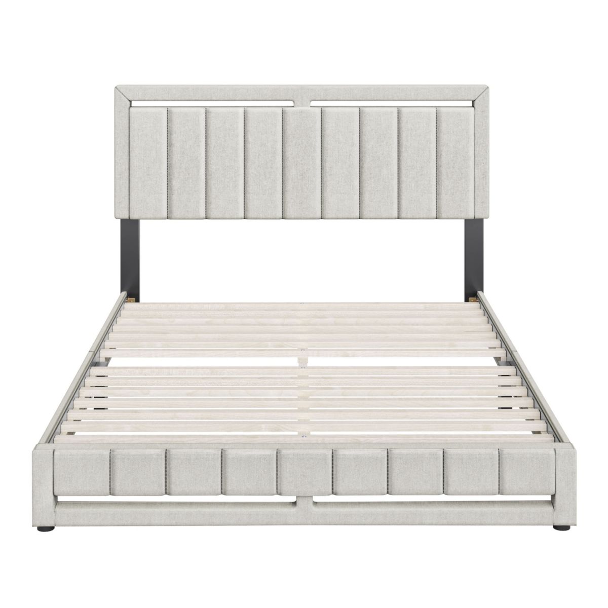 Boyd Sleep Rochelle Fully Upholstered Platform Bed Frame, 4 Wood Support Slats, Requires Box Spring