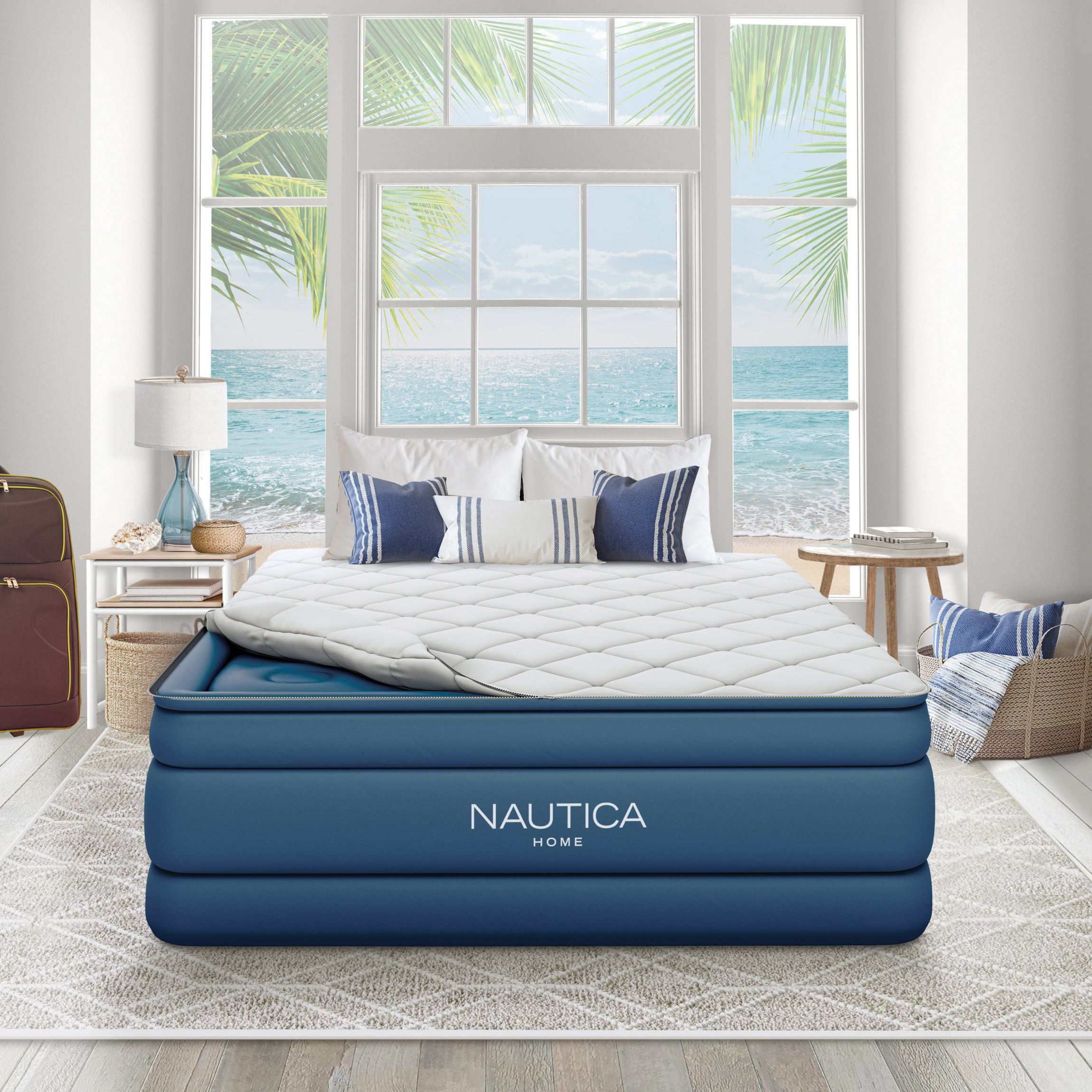 Nautica Home 20" Cloud Supreme Air Mattress with Zip-Off Pillowtop, Built-in Pump, Quick 2-Minute Inflation,Queen Size, Perfect for Guests, Travel, Camping, Durable Offset Coil Construction