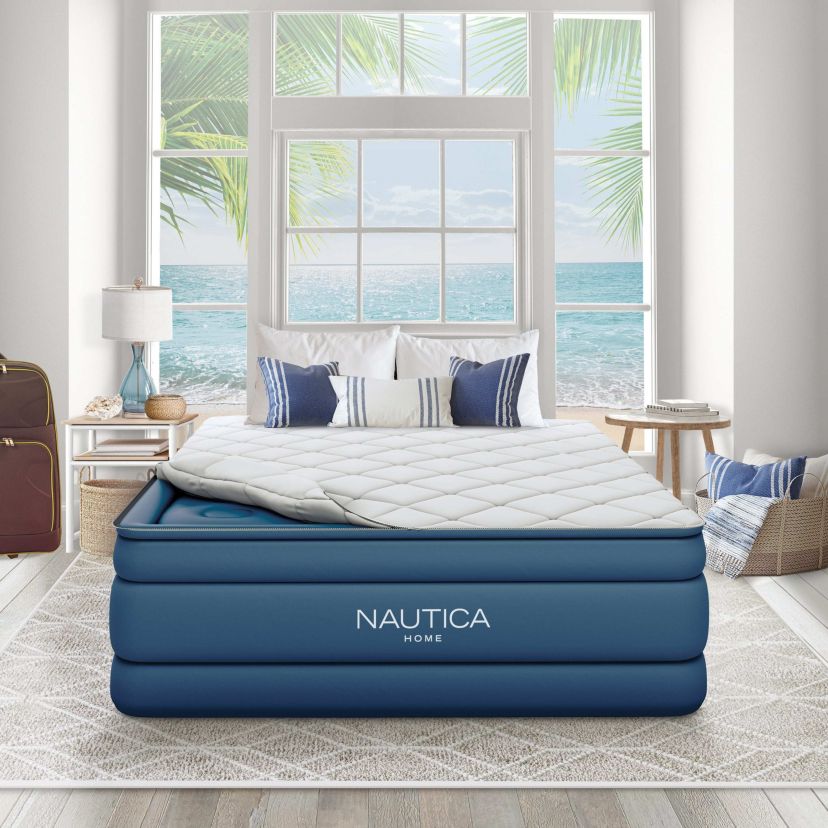 Nautica Home 20" Cloud Supreme Air Mattress with Zip-Off Pillowtop, Built-in Pump, Quick 2-Minute Inflation,Queen Size, Perfect for Guests, Travel, Camping, Durable Offset Coil Construction