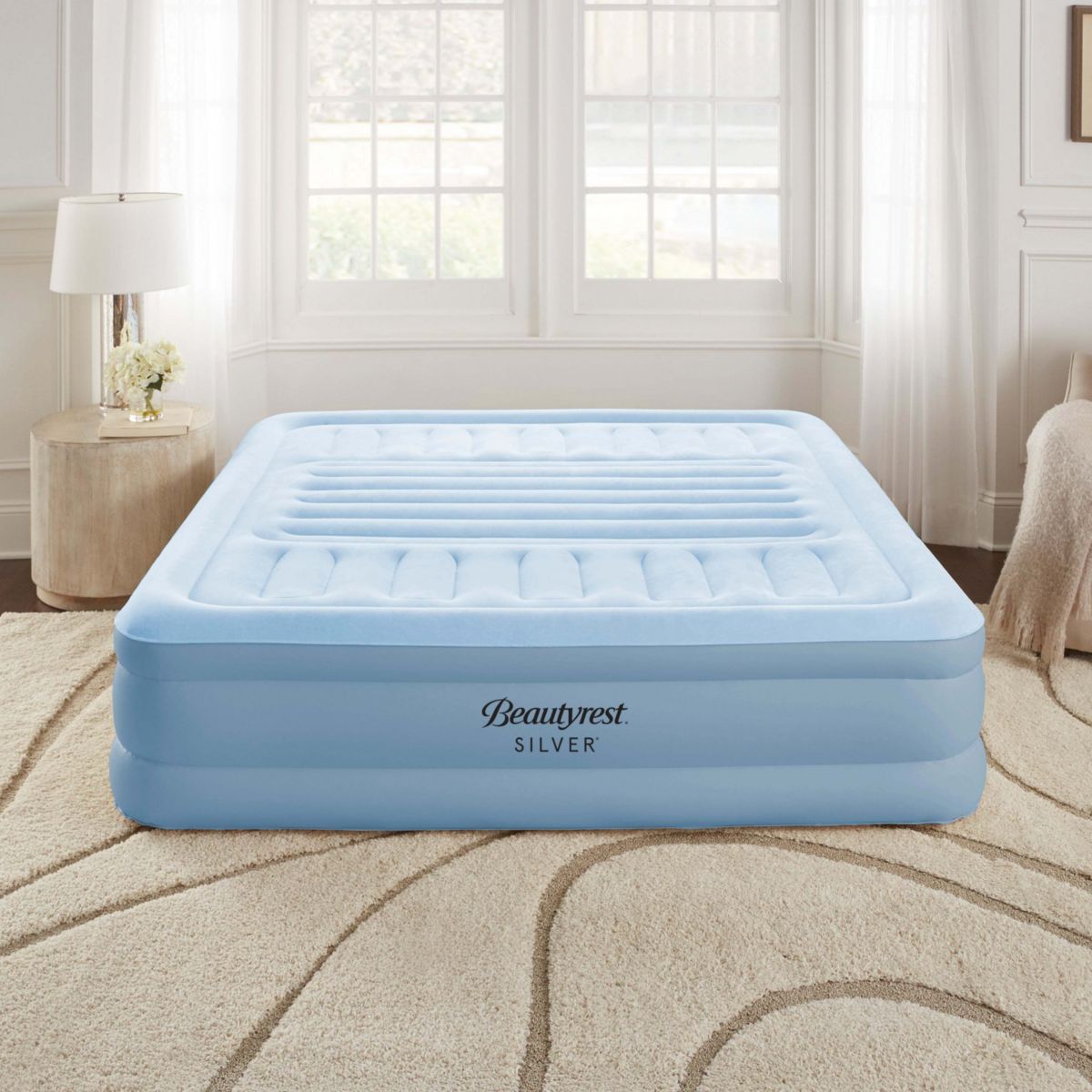 Beautyrest Lumbar Supreme Air Mattress, Tri-Zone Back & Edge Support, Pillowtop Airbed, Built-in Pump, Quick Inflation