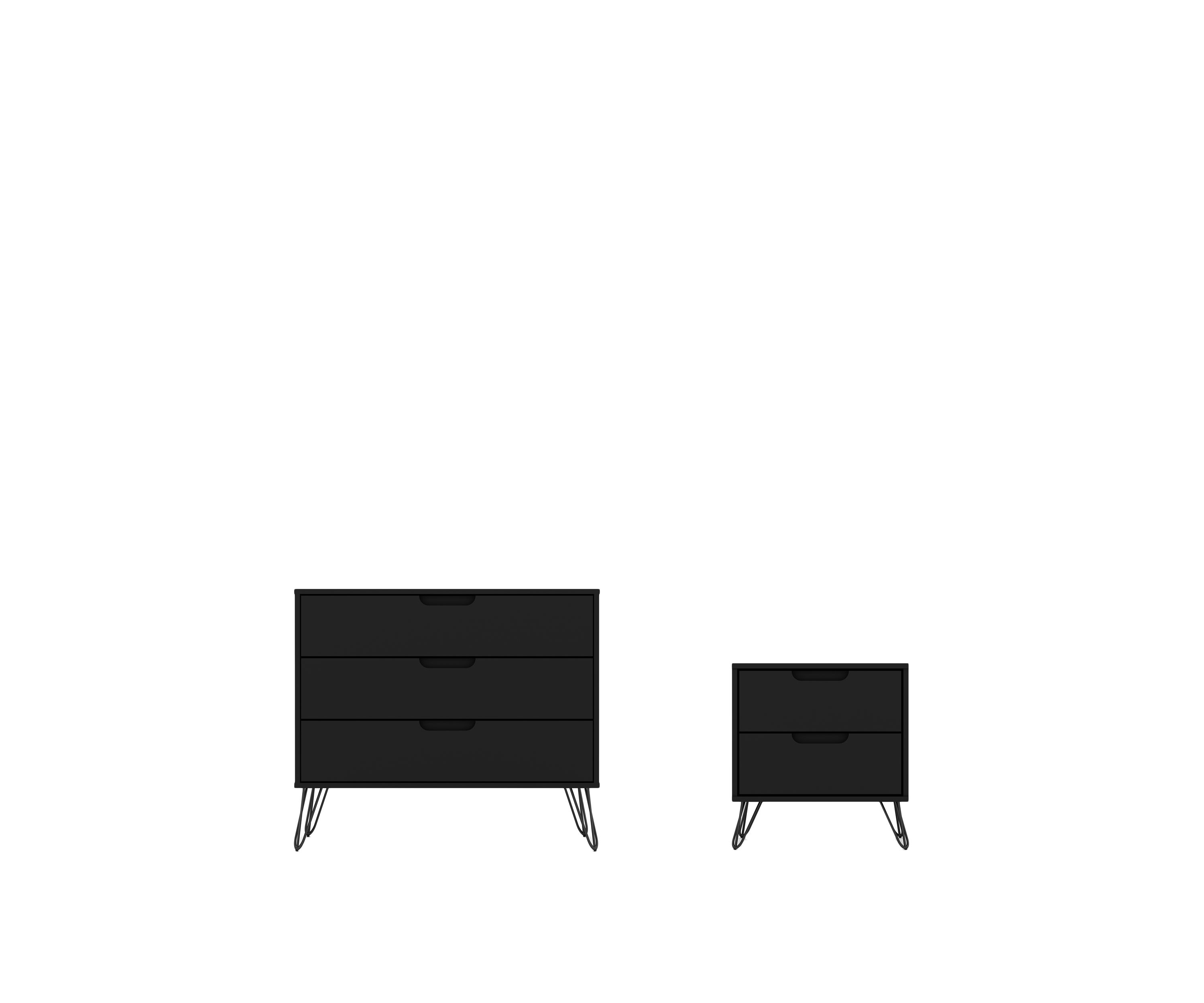 Rockefeller Dresser and Nightstand Set in Black