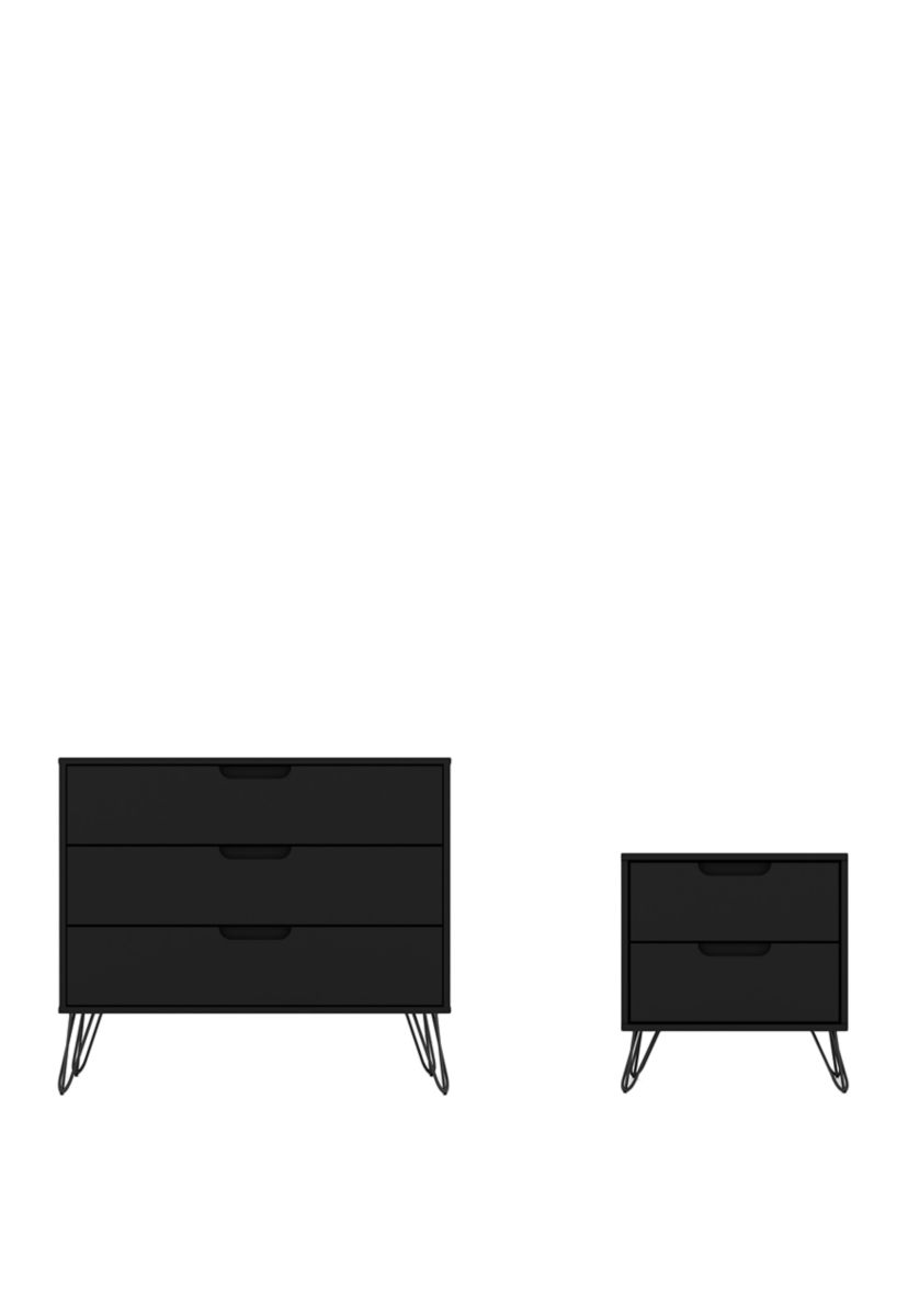Rockefeller Dresser and Nightstand Set in Black