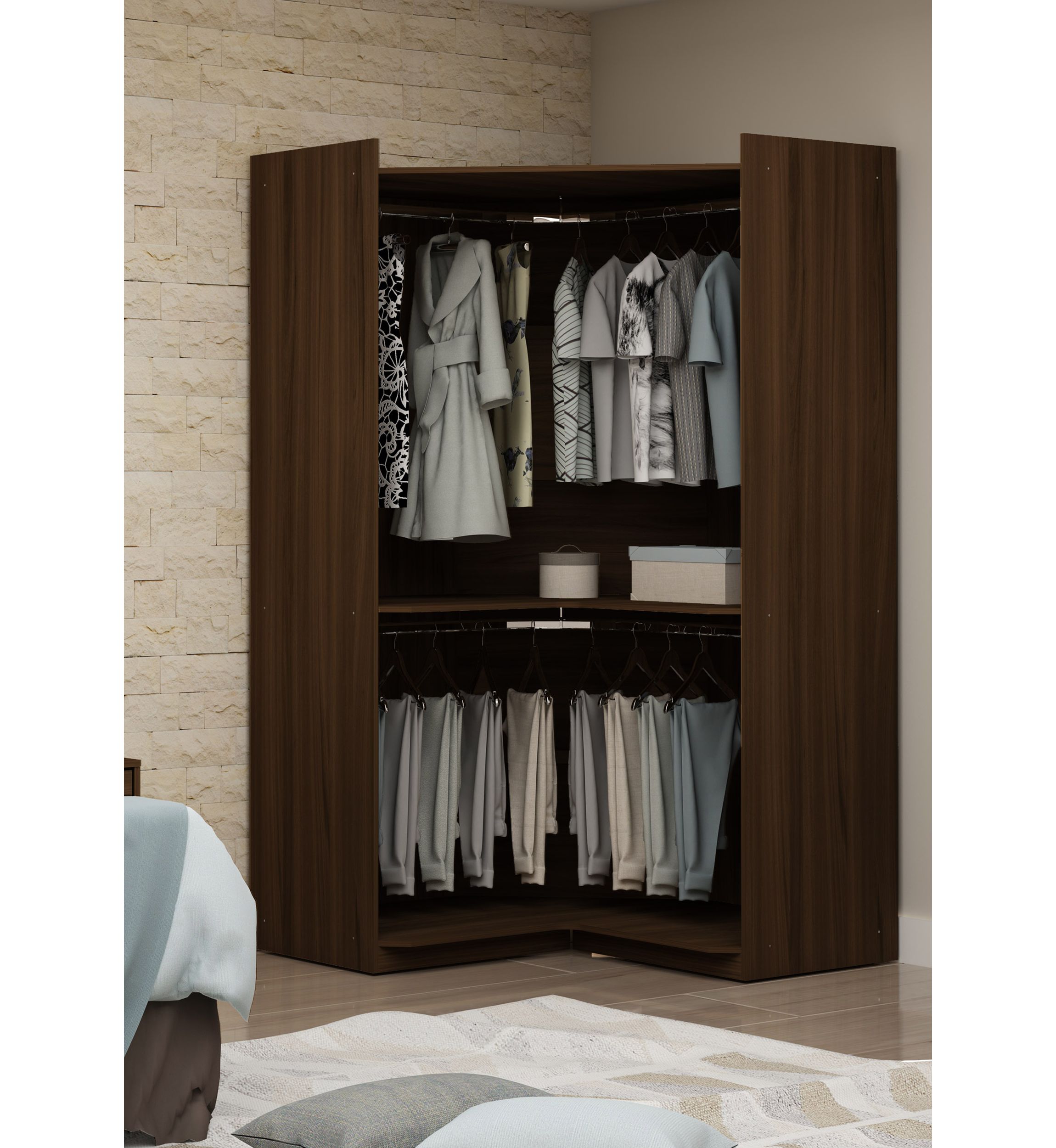 Mulberry Open Corner Closet in Brown