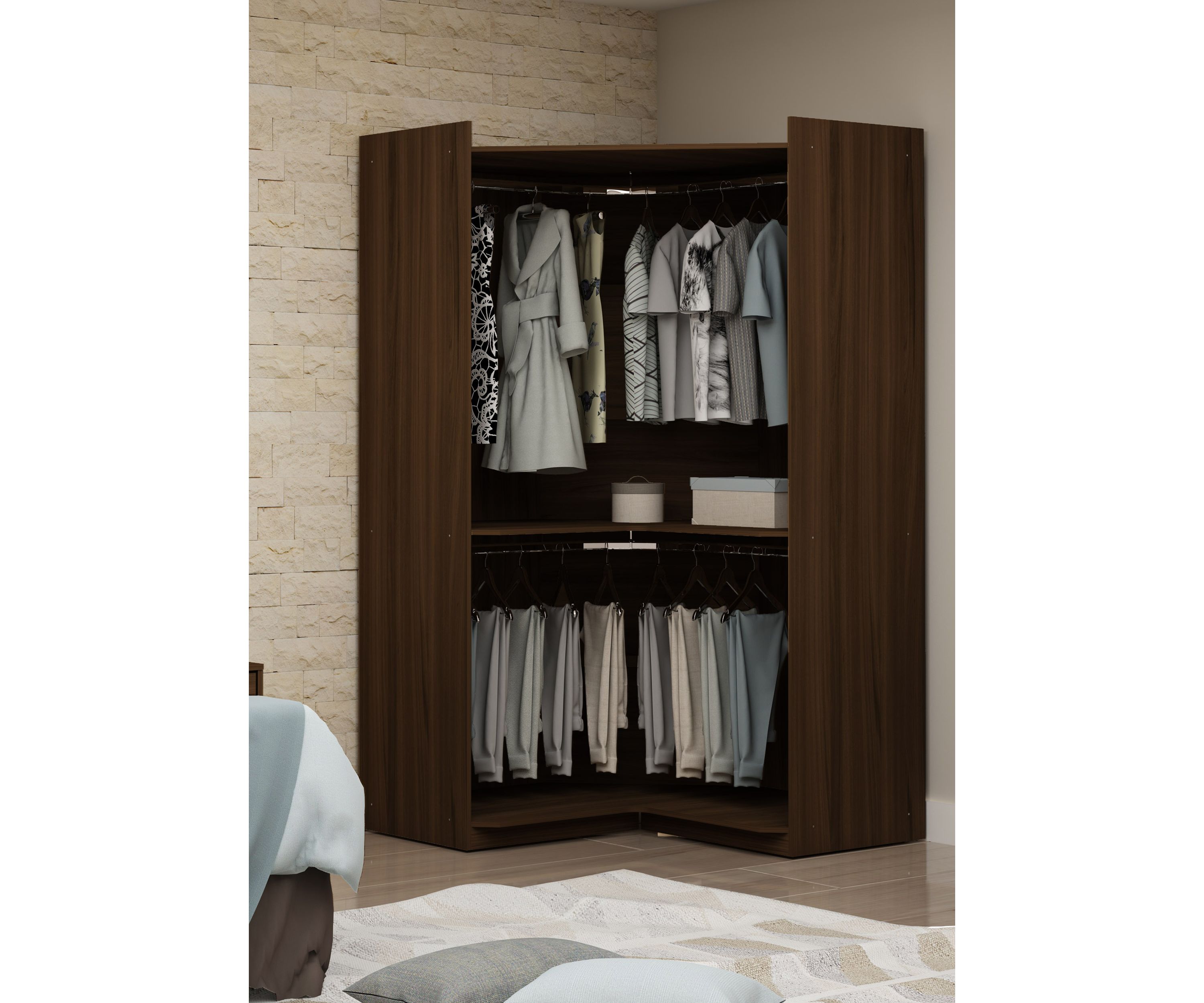 Mulberry Open Corner Closet in Brown