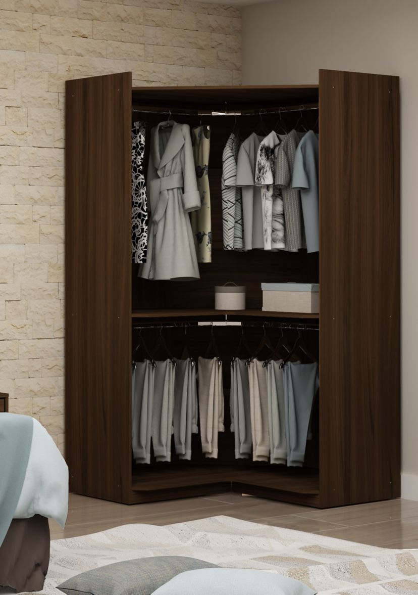 Mulberry Open Corner Closet in Brown