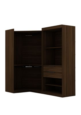 Manhattan Comfort Mulberry Open 2 Sectional Corner Closet - Set of 2 in White, Brown -  0810025593377