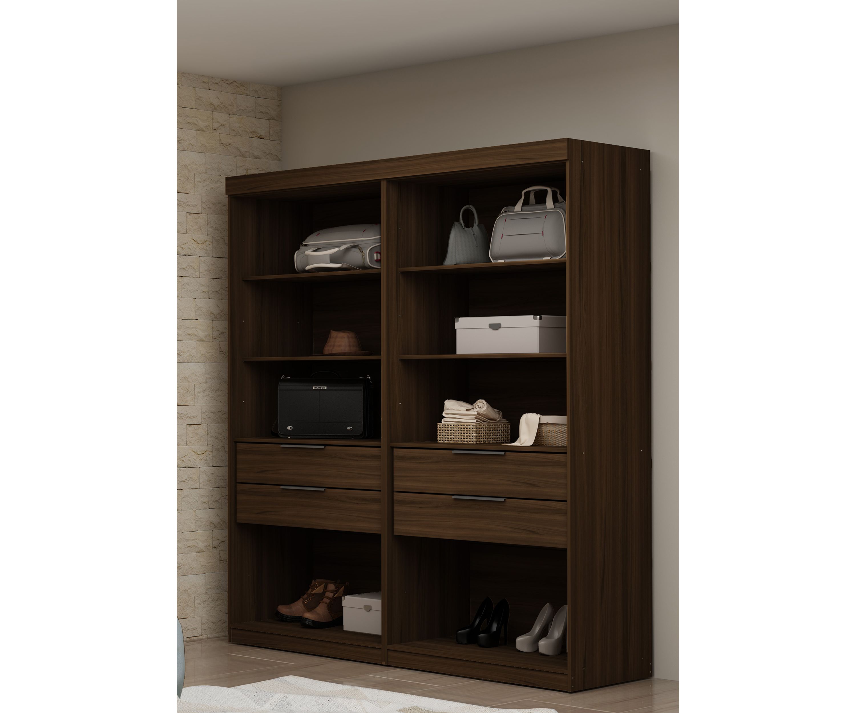 Mulberry Open 2 Sectional Closet - Set of 2 in Brown