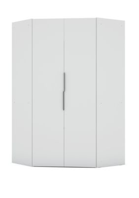 Manhattan Comfort Mulberry 2.0 Corner Wardrobe Closet in Tatiana Midnight Blue, White -  0810025593483