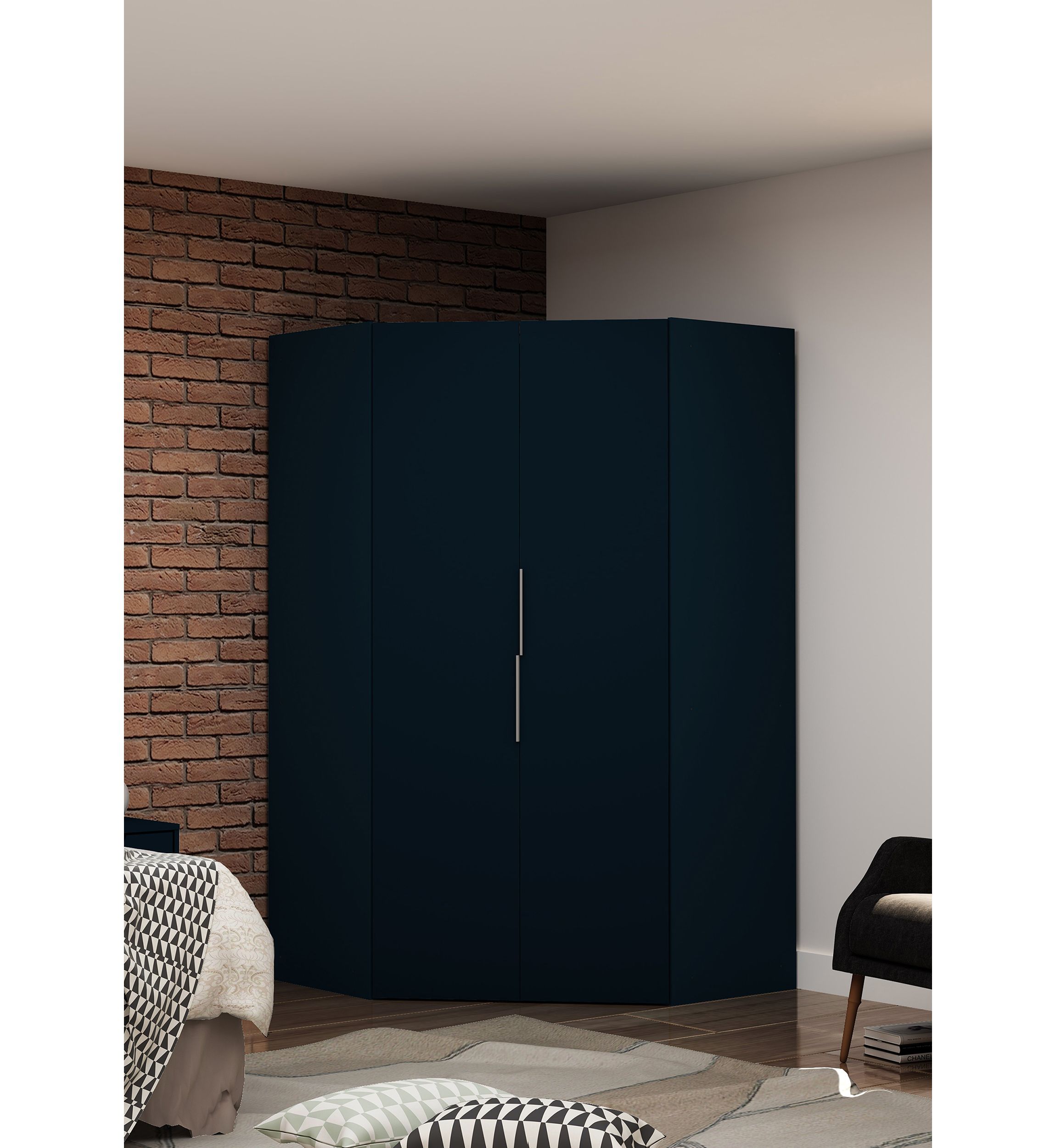 Mulberry 2.0 Corner Wardrobe Closet in Tatiana Midnight Blue