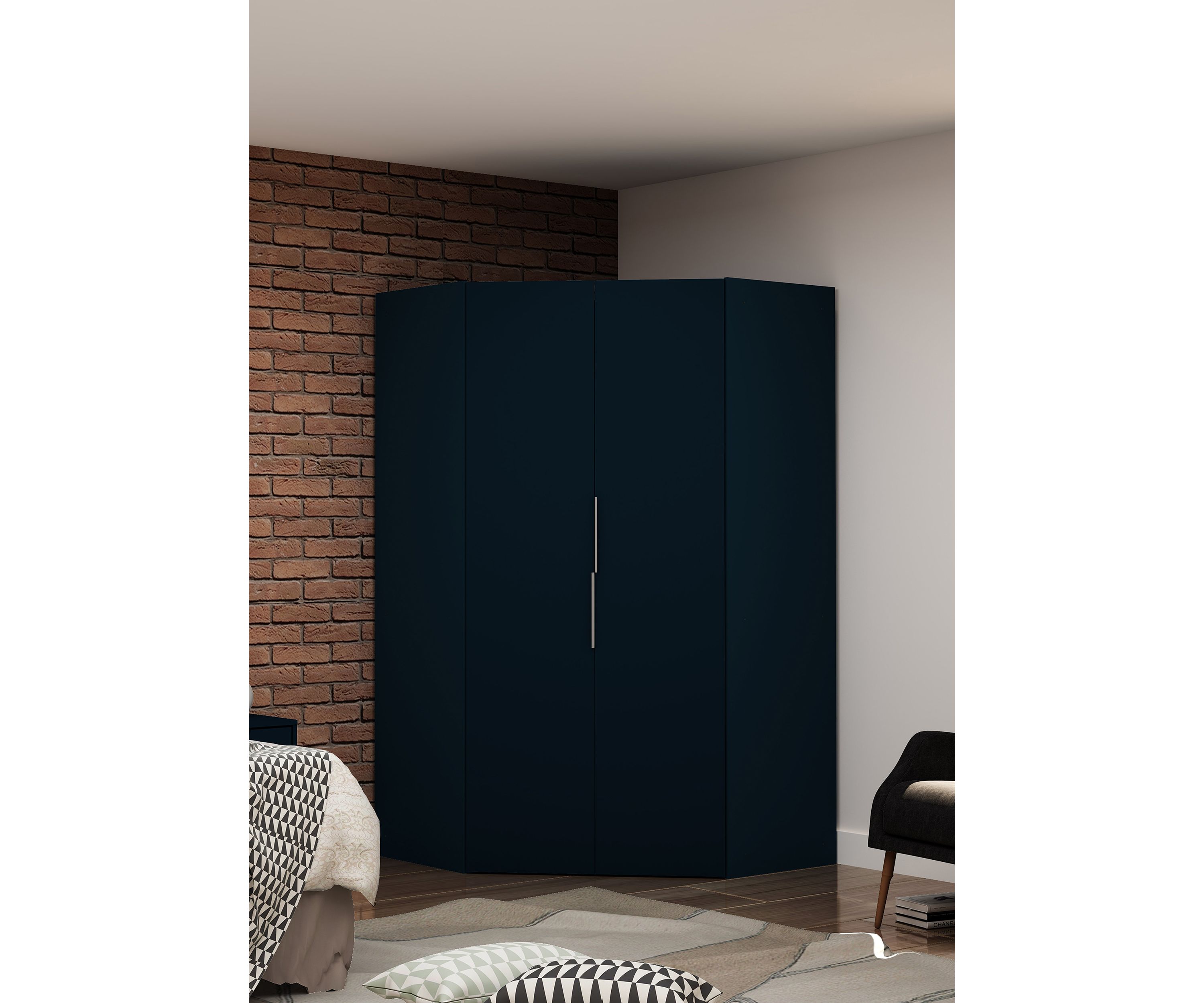 Mulberry 2.0 Corner Wardrobe Closet in Tatiana Midnight Blue