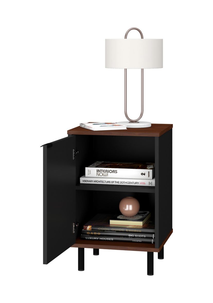 Mosholu Nightstand in Black and Nut Brown