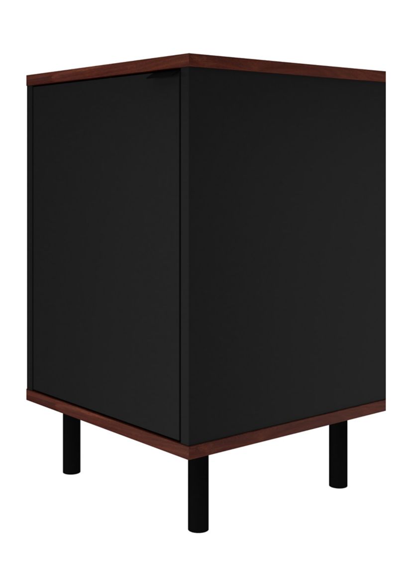 Mosholu Nightstand in Black and Nut Brown