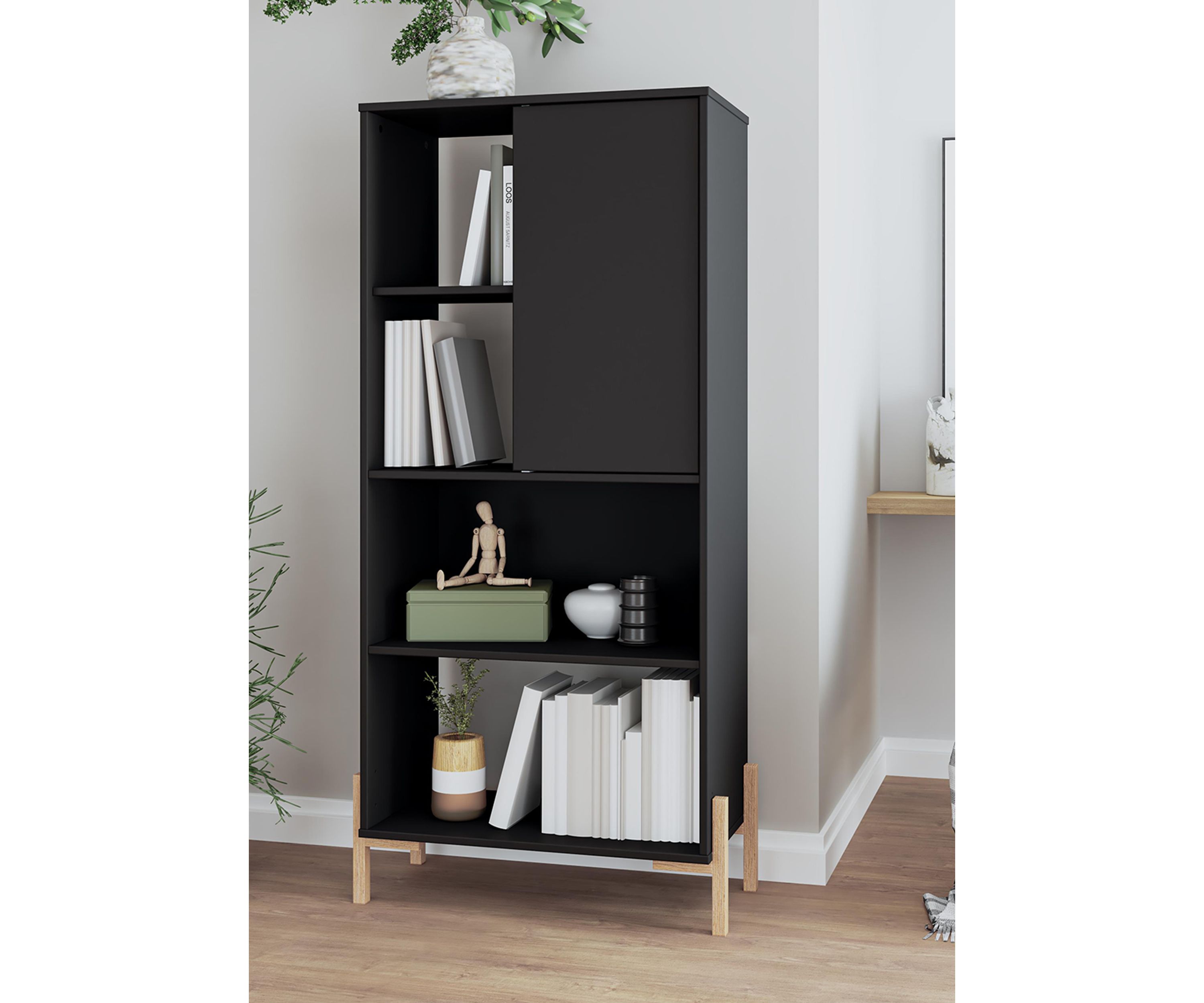 Bowery Bookcase in White and Oak