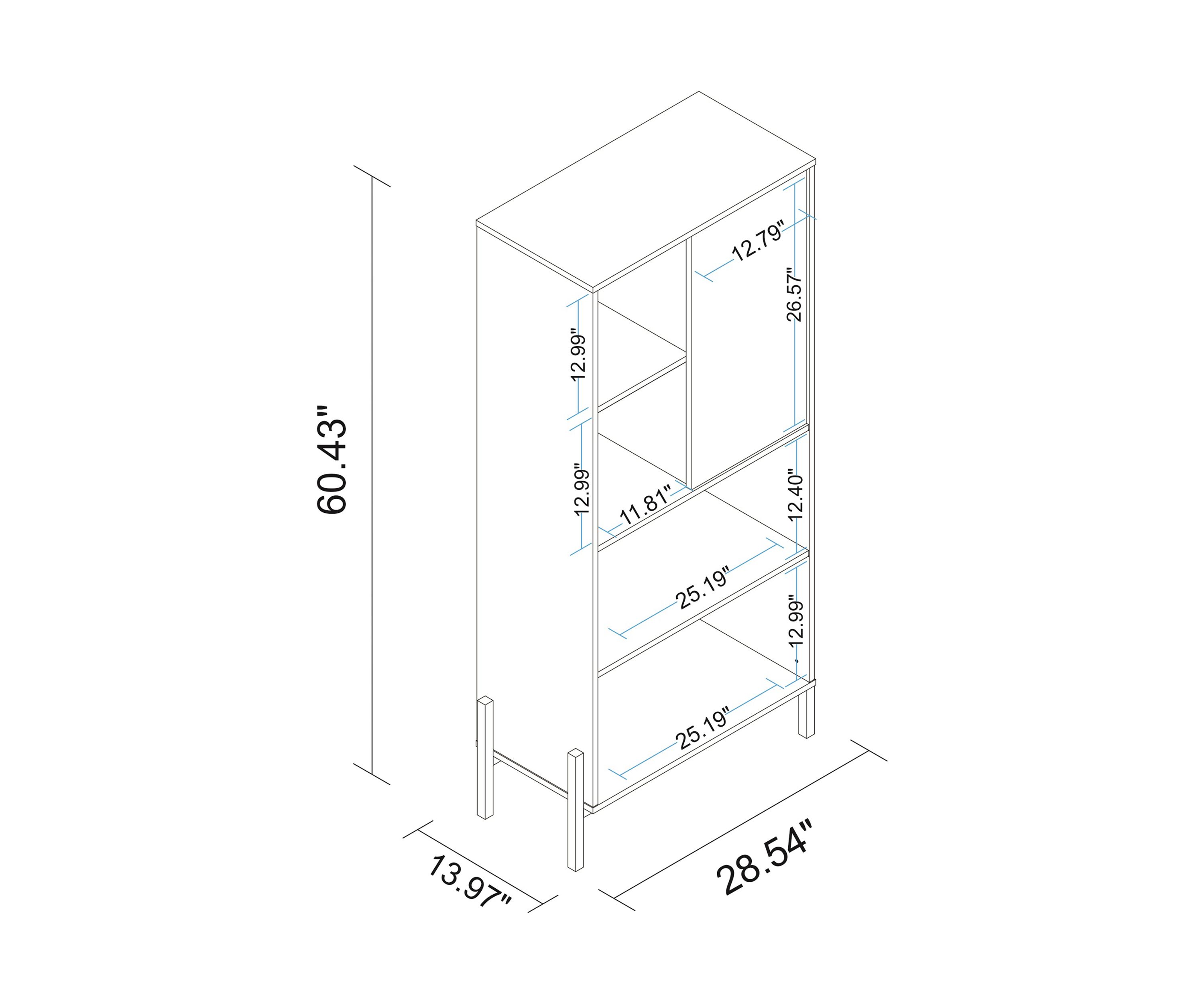 Bowery Bookcase in White and Oak